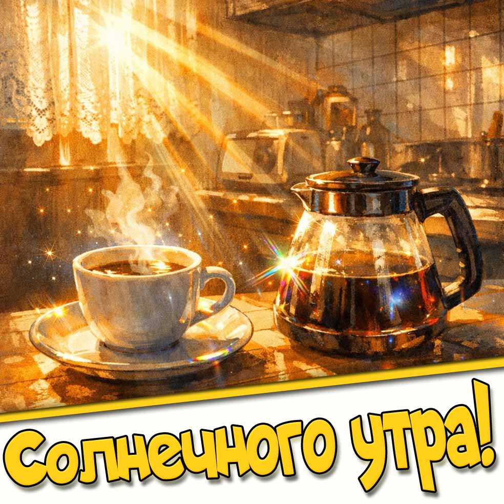 Солнечного утра! - открытка с кофе