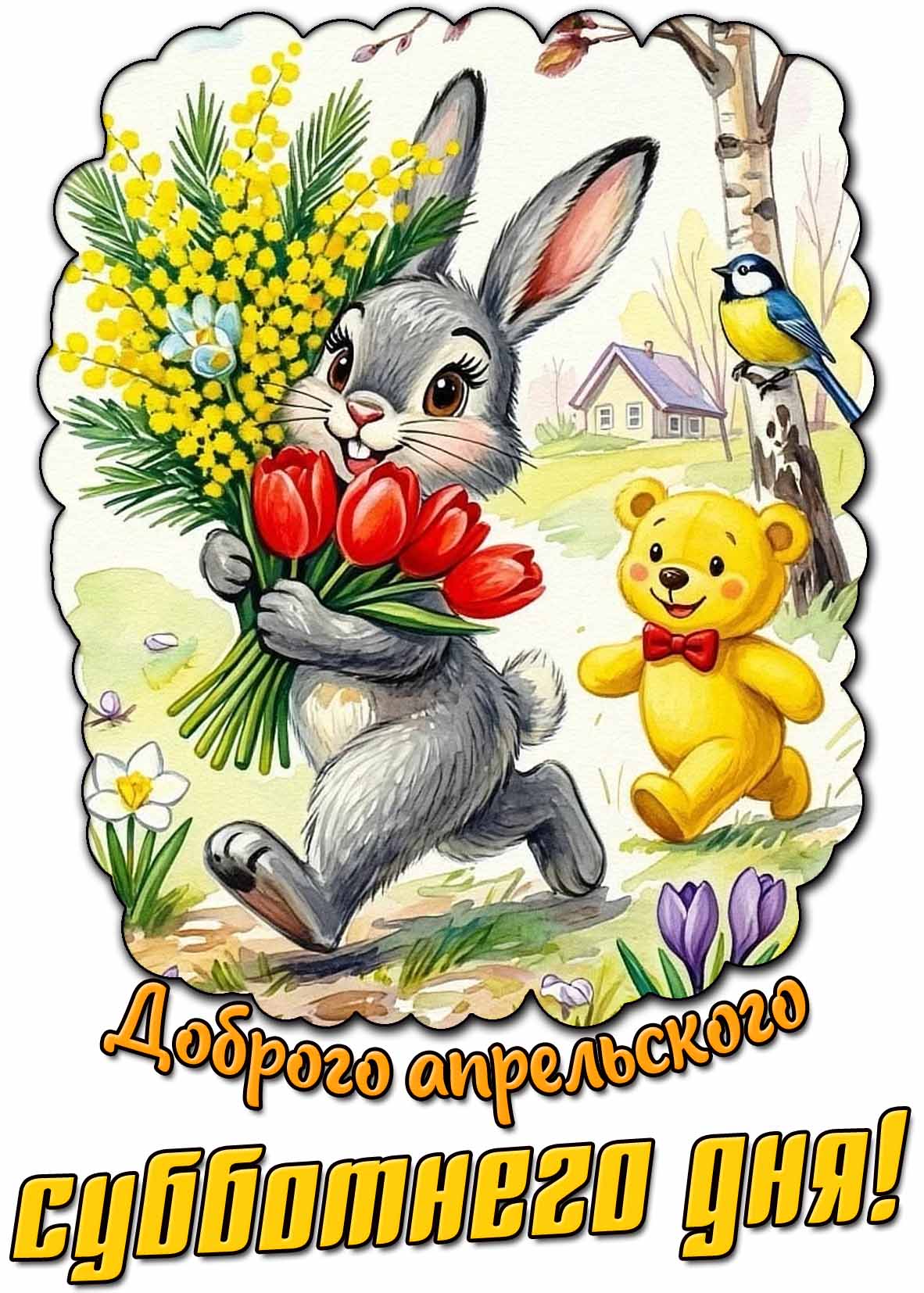 Открытка доброго апрельского субботнего дня