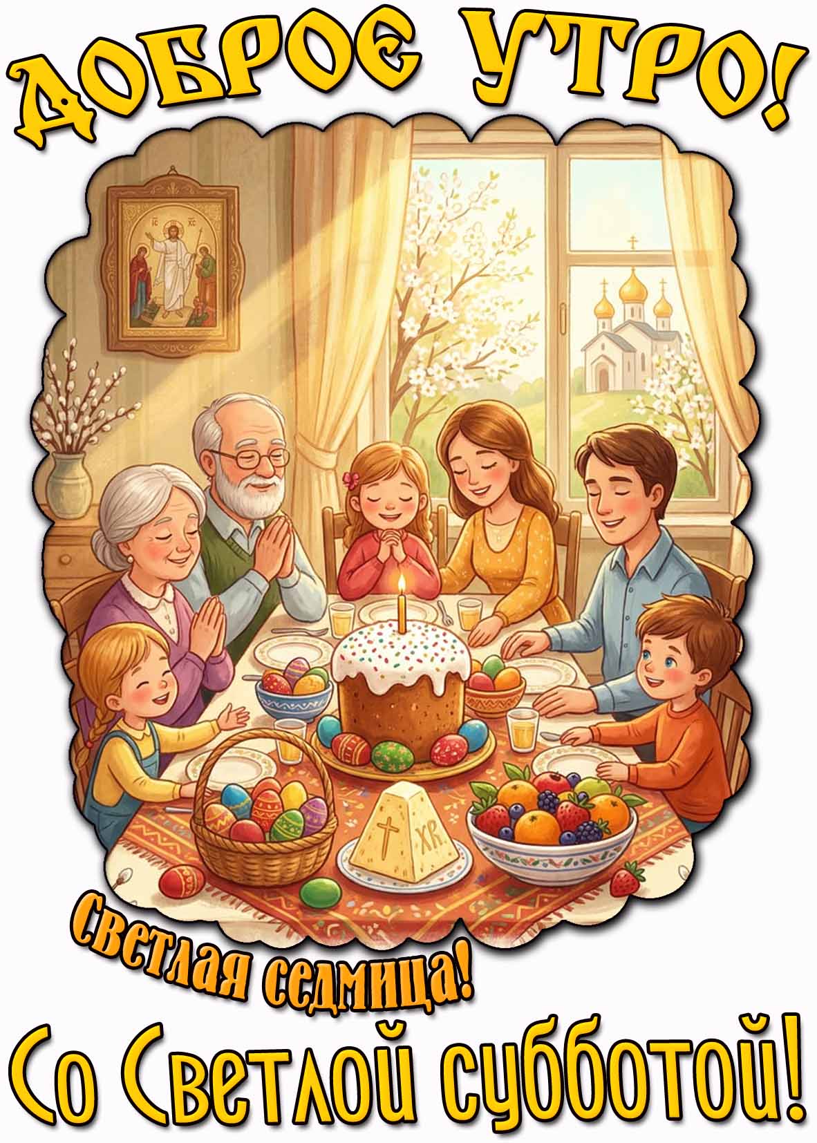 Открытка "Доброе утро! Светлая седмица! Со Светлой субботой!"