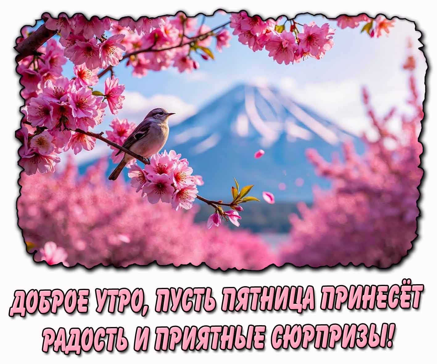 Весенняя открытка "Доброе утро, пусть пятница принесёт радость и приятные сюрпризы!"