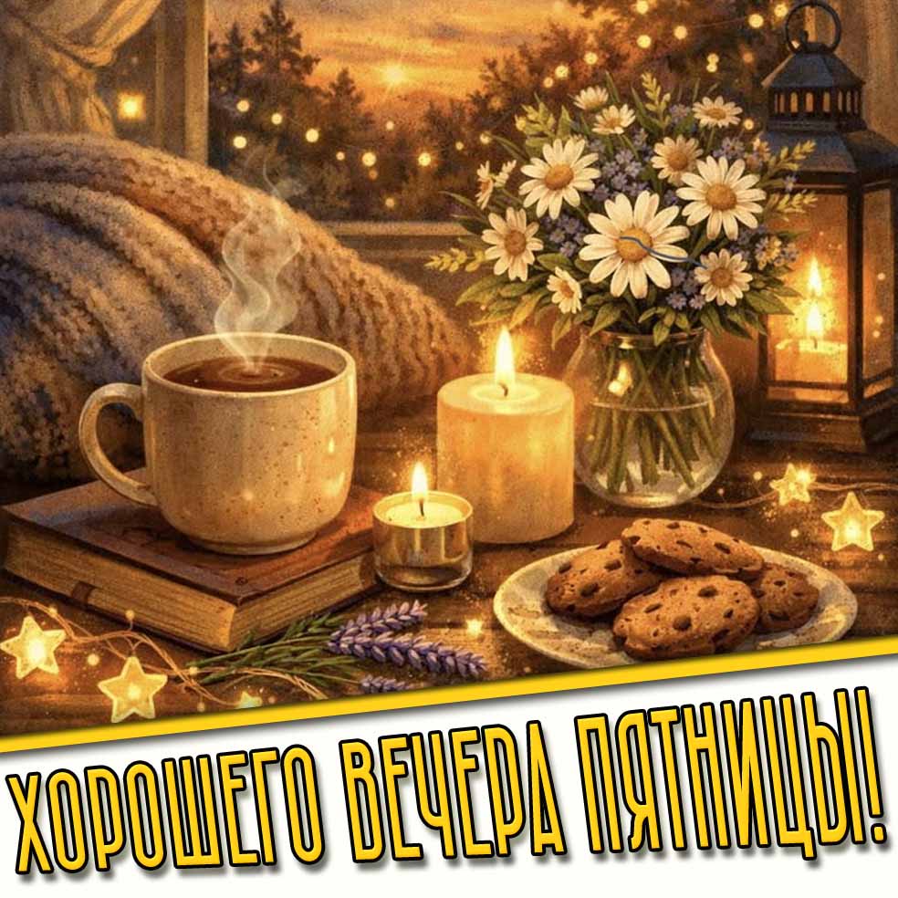 Красивая открытка "Хорошего вечера пятницы!"