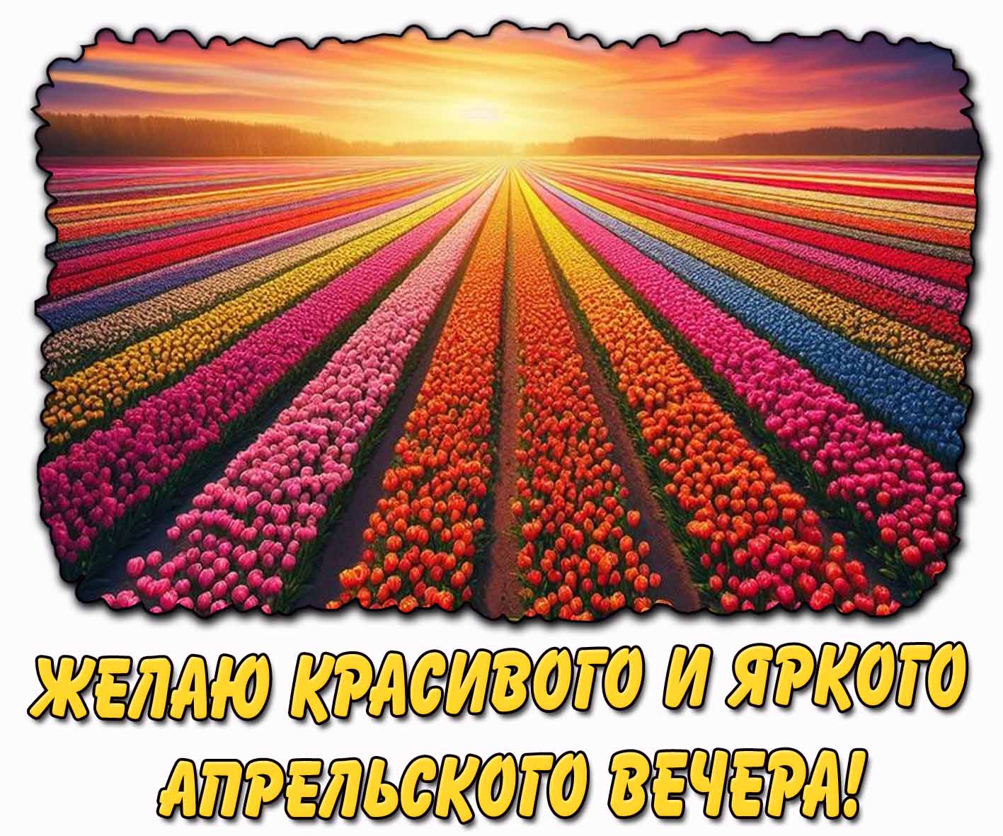 Желаю красивого и яркого апрельского вечера! - открытка с цветами