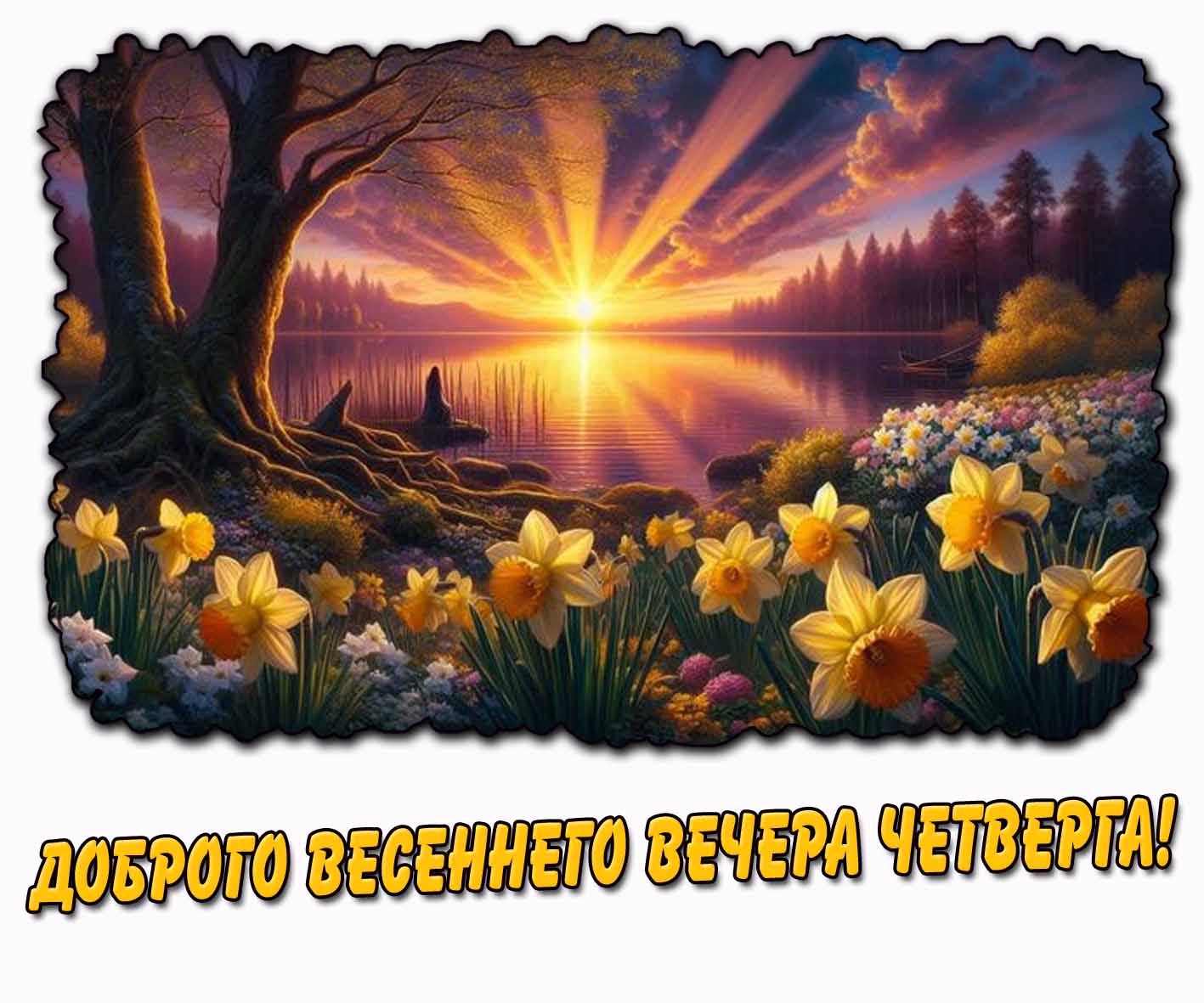 Открытка доброго весеннего вечера четверга