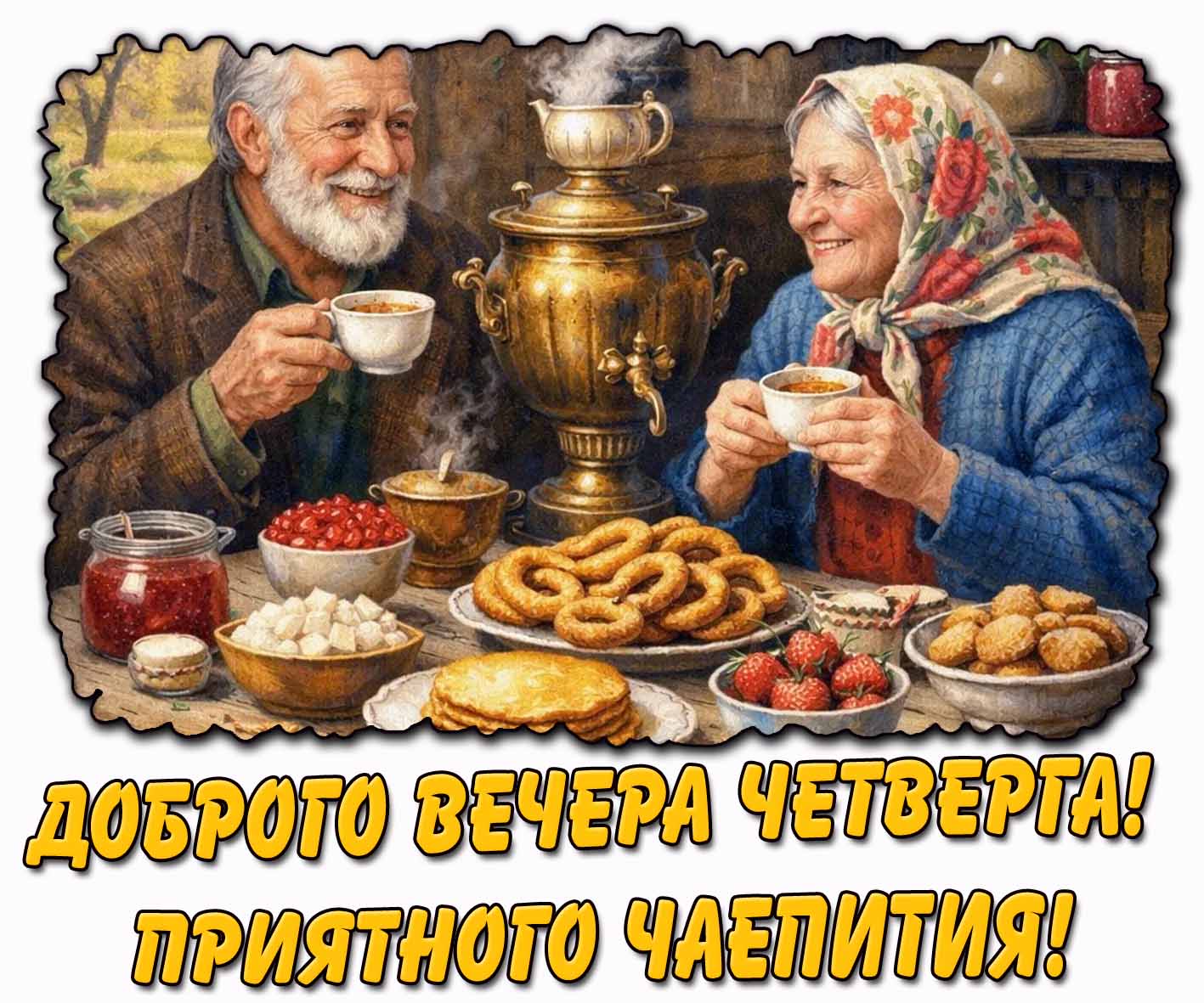 Красивая картинка "Доброго вечера четверга! Приятного чаепития!"
