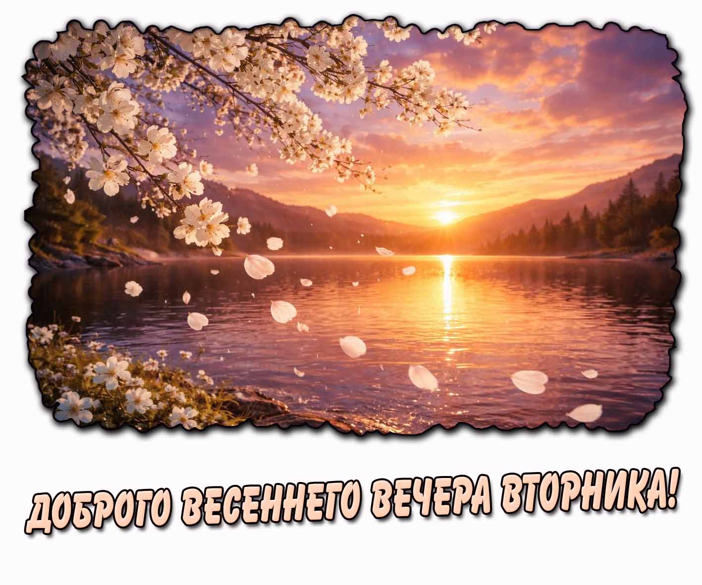 Доброго весеннего вечера вторника! - открытка с цветами