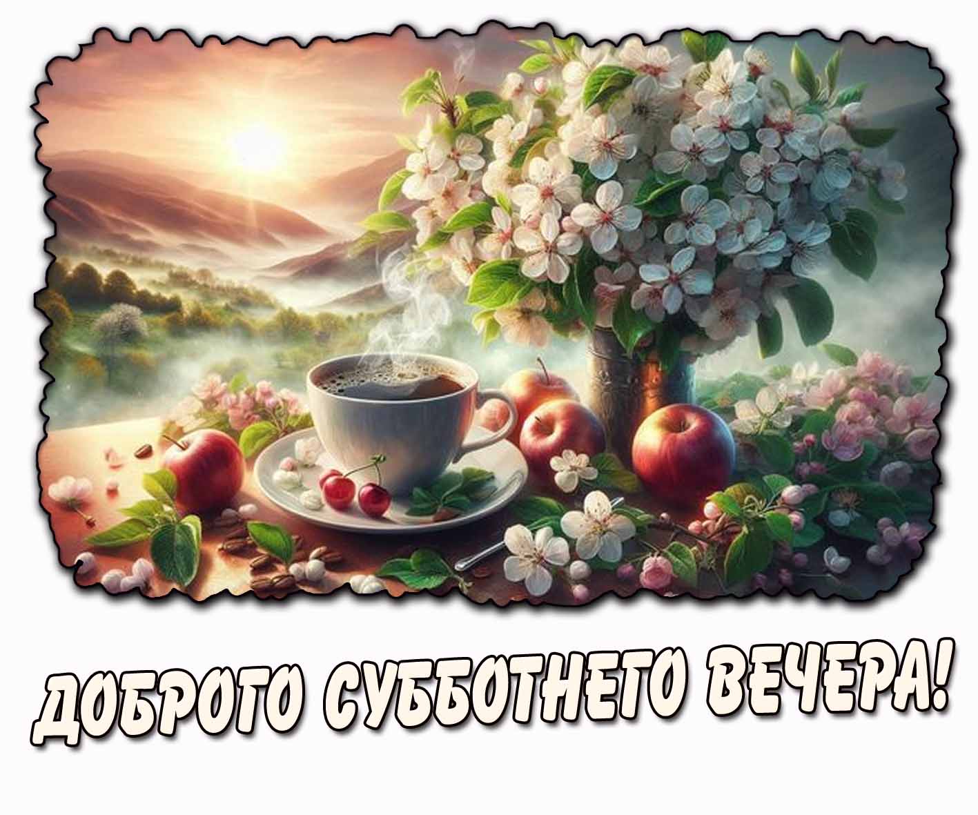 Доброго субботнего вечера! - картинка с весенними цветами