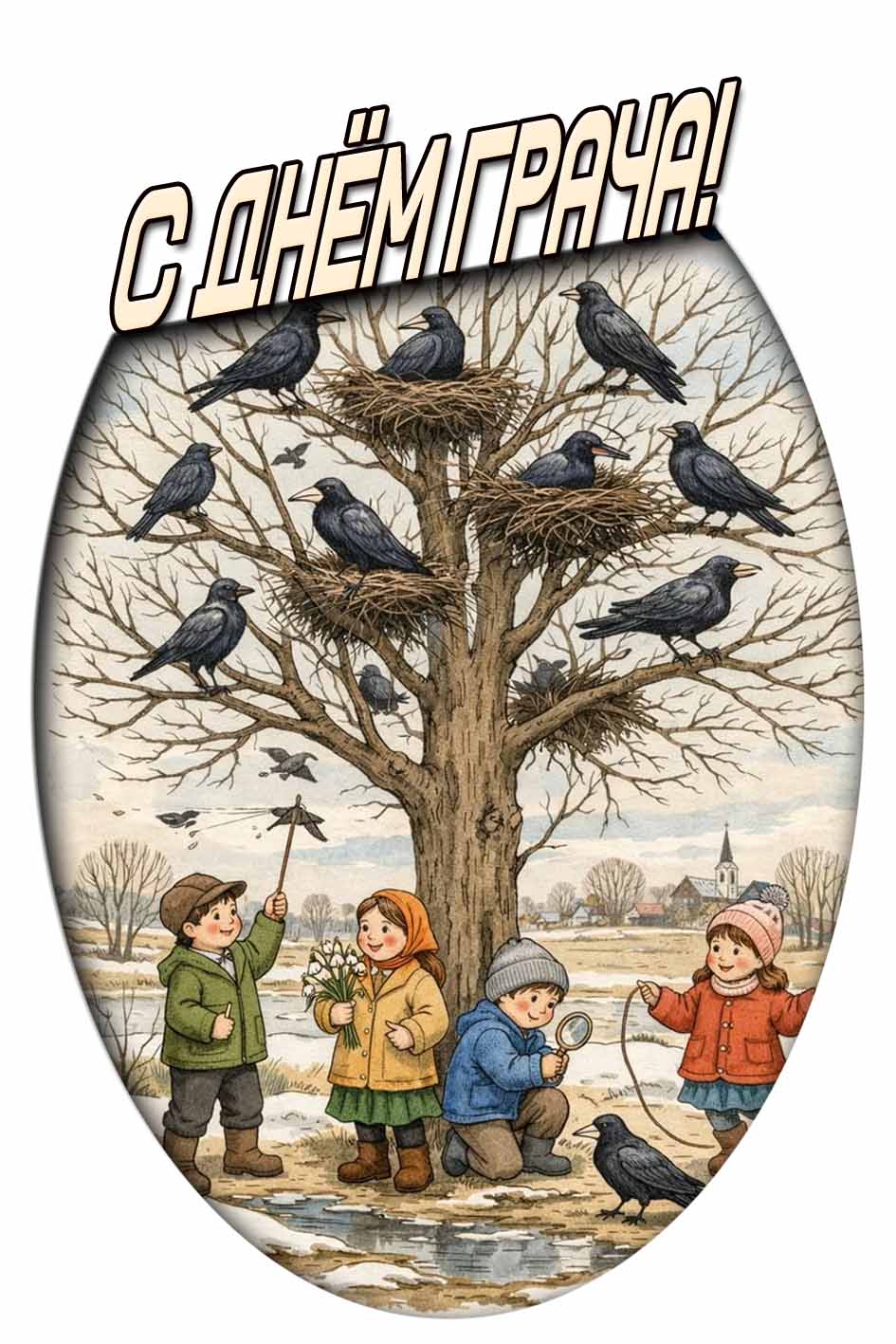 Весенняя картинка с днём грача