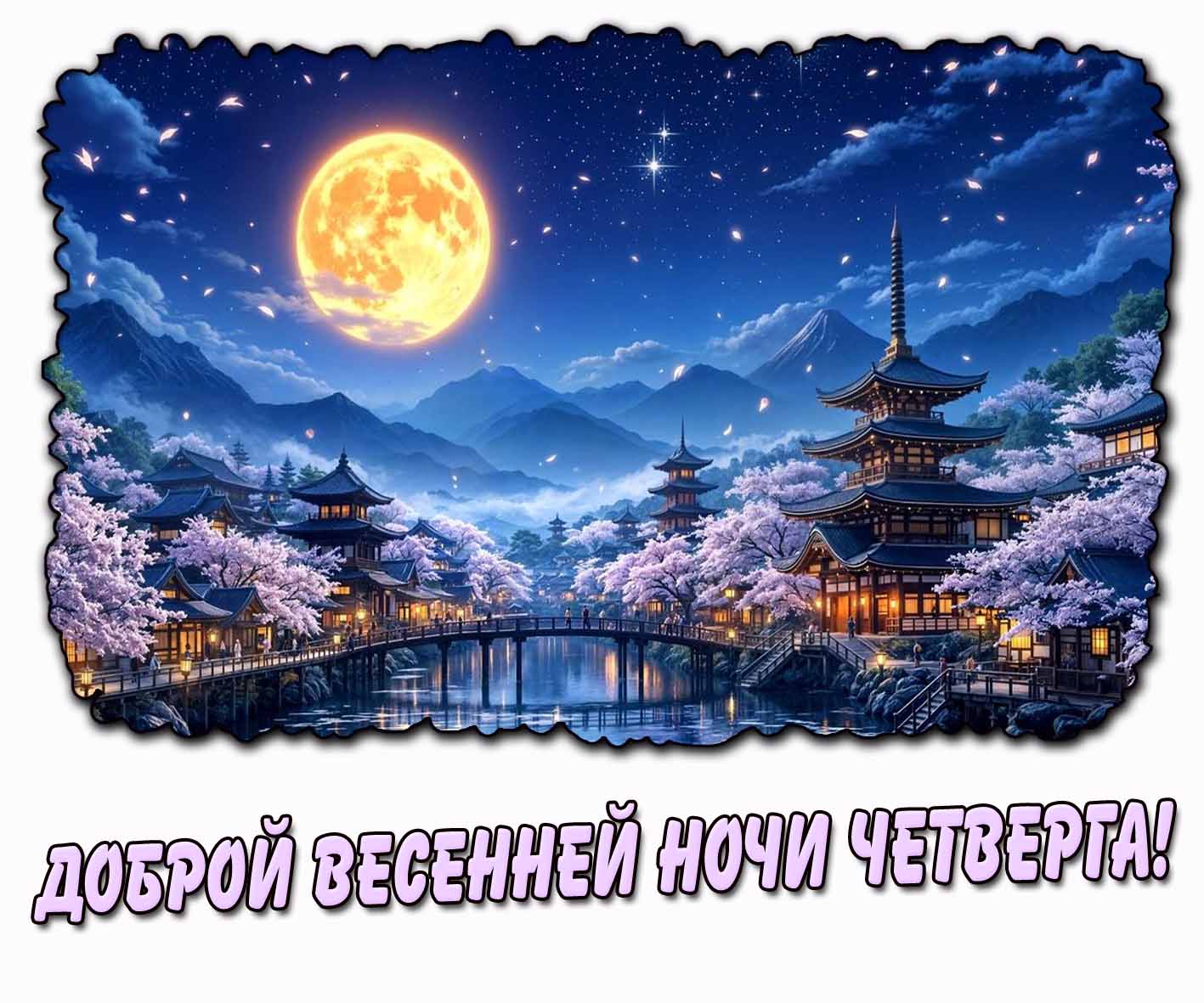 Доброй весенней ночи четверга! - открытка в китайском стиле