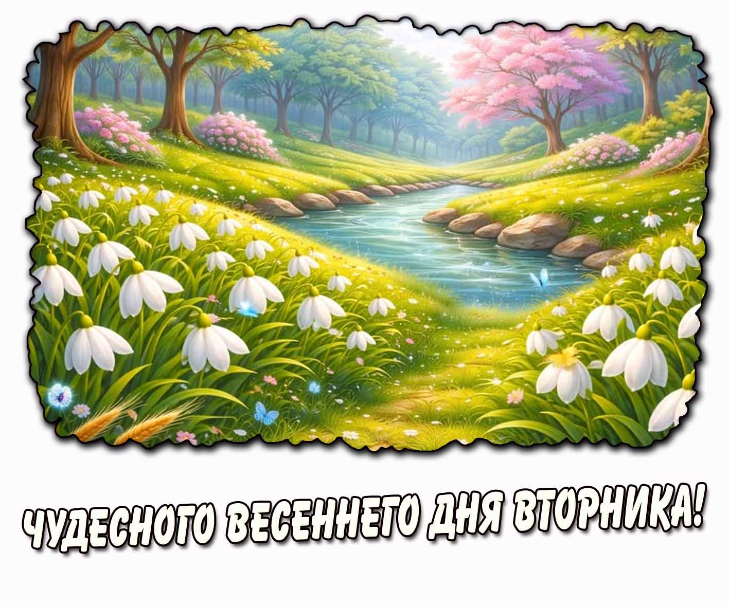 Открытка чудесного весеннего дня вторника