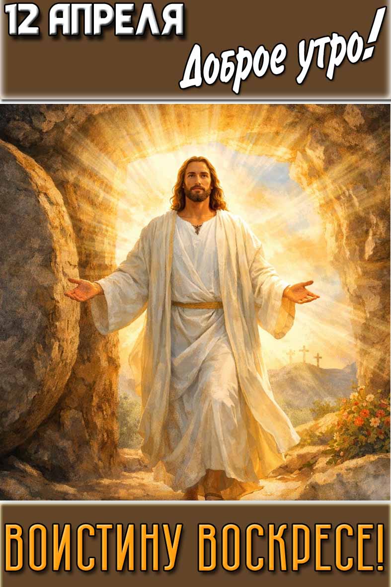 Картинка "12 апреля доброе утро! Воистину воскресе!"