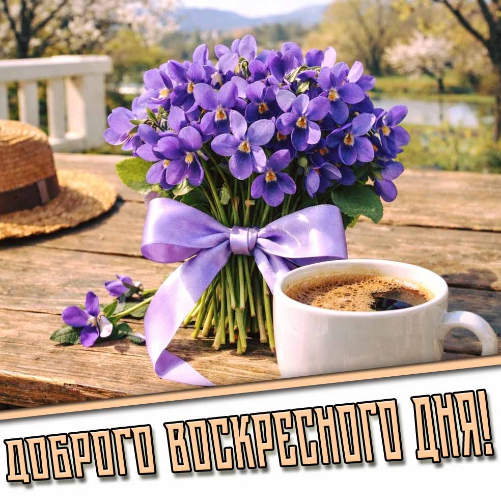 Доброго воскресного дня! - весенняя открытка с цветами
