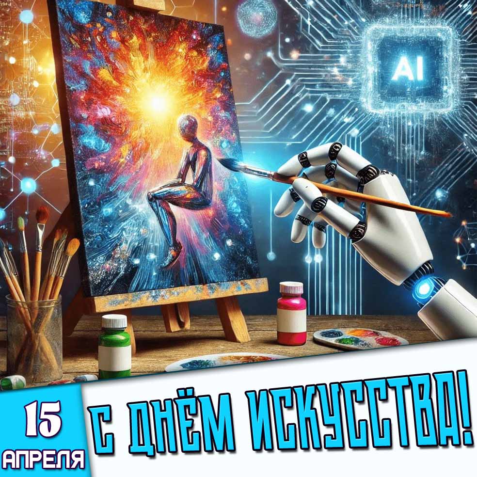 Открытка 15 апреля - с днём искусства!