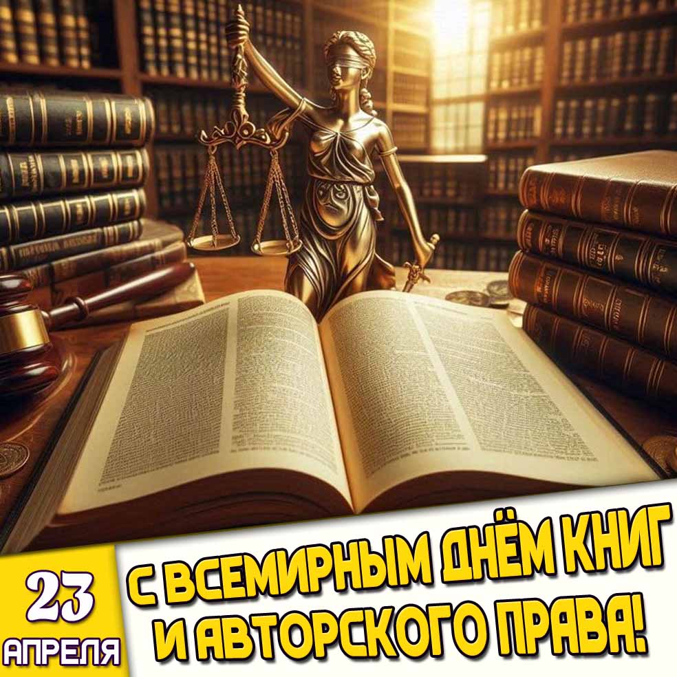 Картинка 23 апреля - с Всемирным днём книг и авторского права!