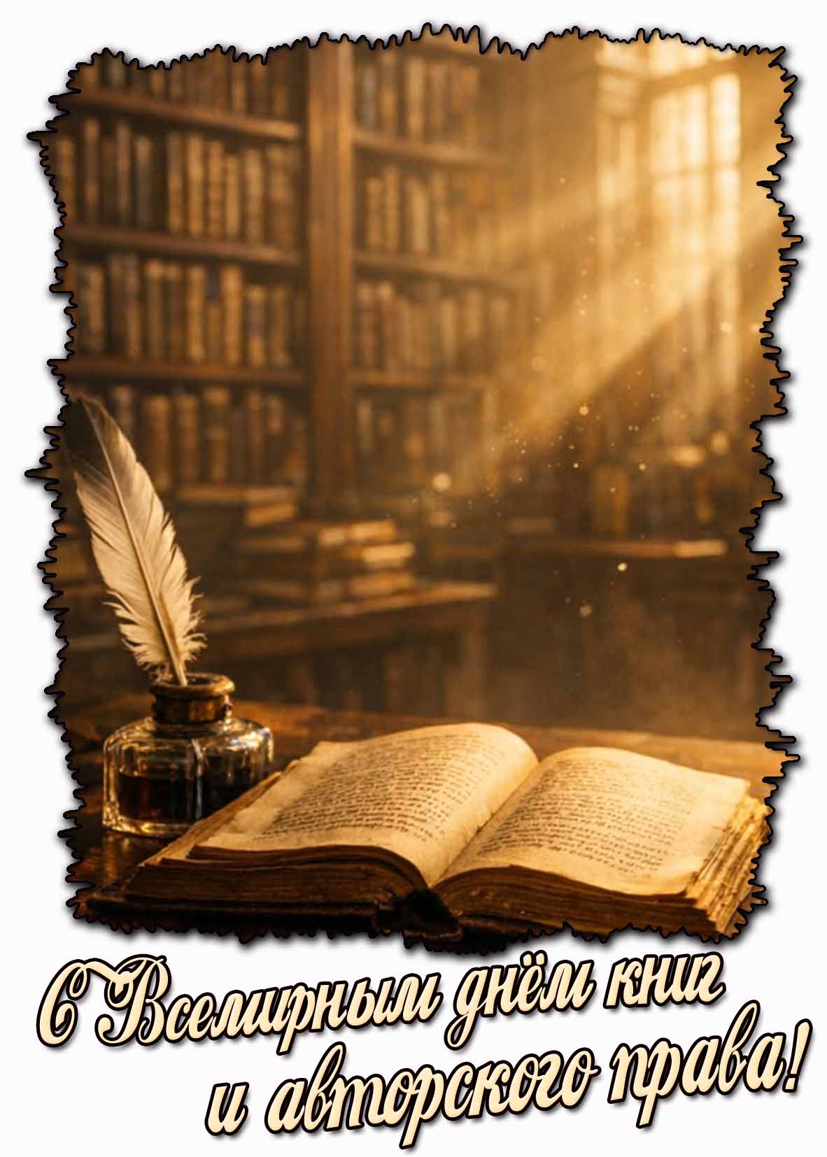 Открытка с Всемирным днём книг и авторского права