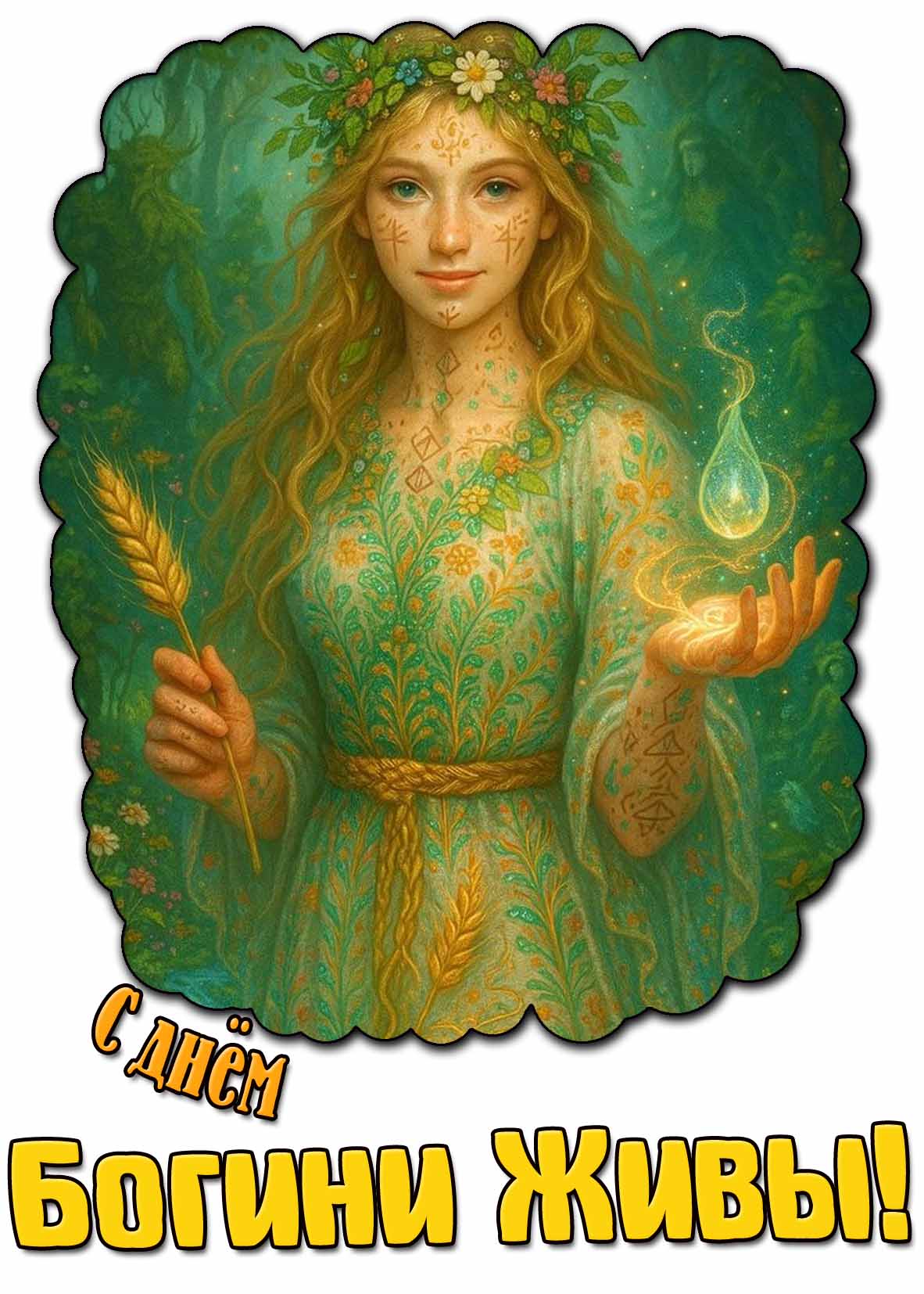 С днём богини Живы! - красивая открытка