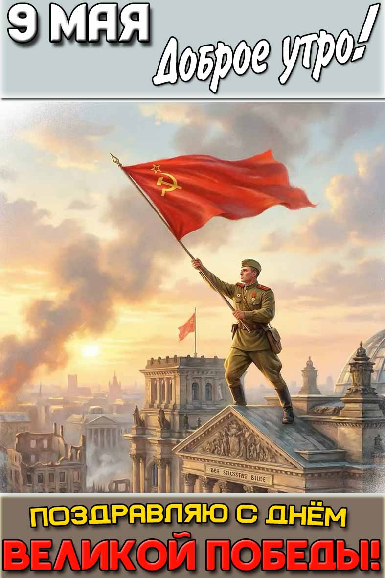 Открытка "9 мая доброе утро! Поздравляю с днём Великой Победы!"