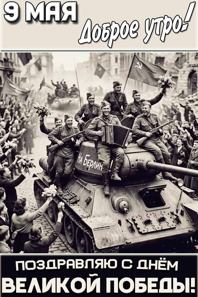 Необычная картинка "9 мая доброе утро! Поздравляю с днём Великой Победы!"