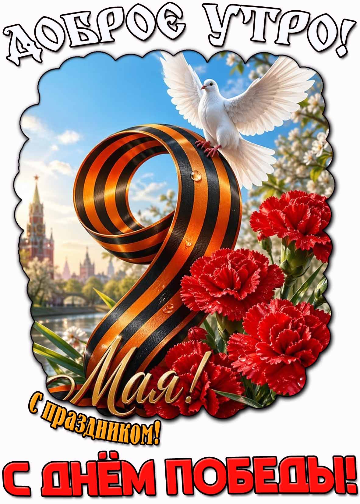Красивая картинка "9 мая доброе утро! С праздником! С днём Победы!"