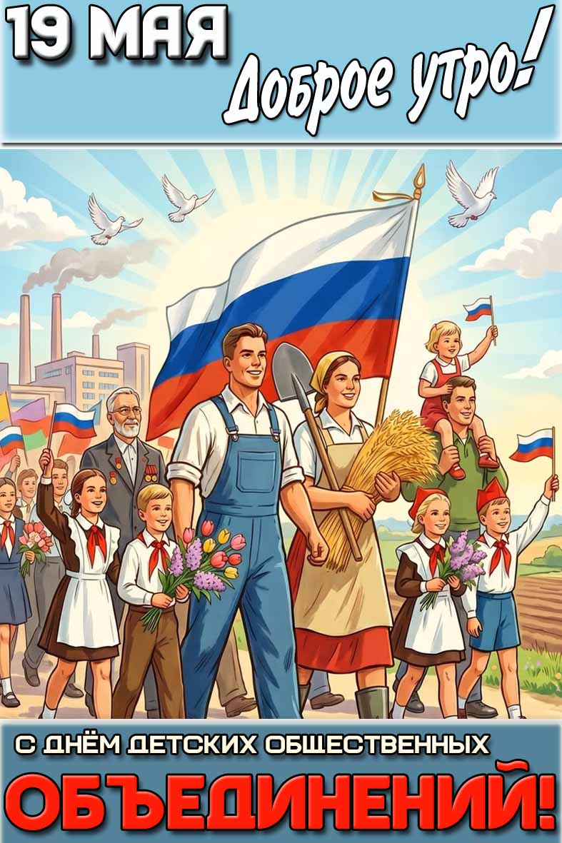 Открытка "19 мая доброе утро! С днём детских общественных объединений!"