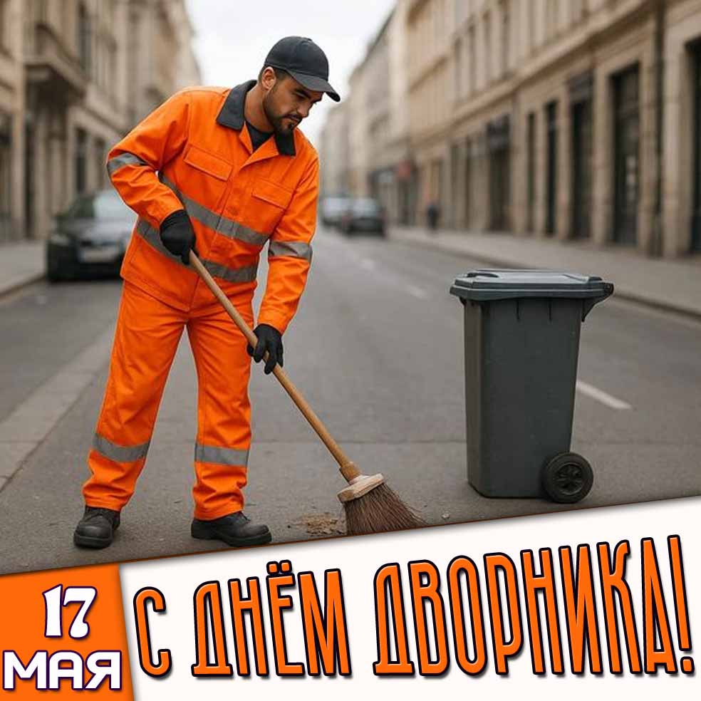 Открытка 17 мая - с днём дворника!