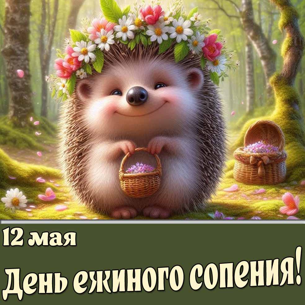 Открытка 12 мая - день ежиного сопения!