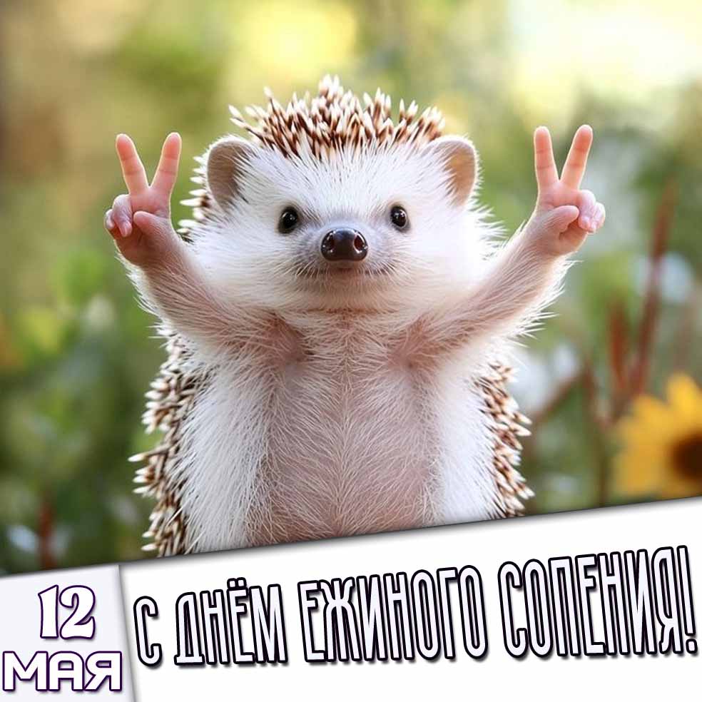 Открытка 12 мая - с днём ежиного сопения!