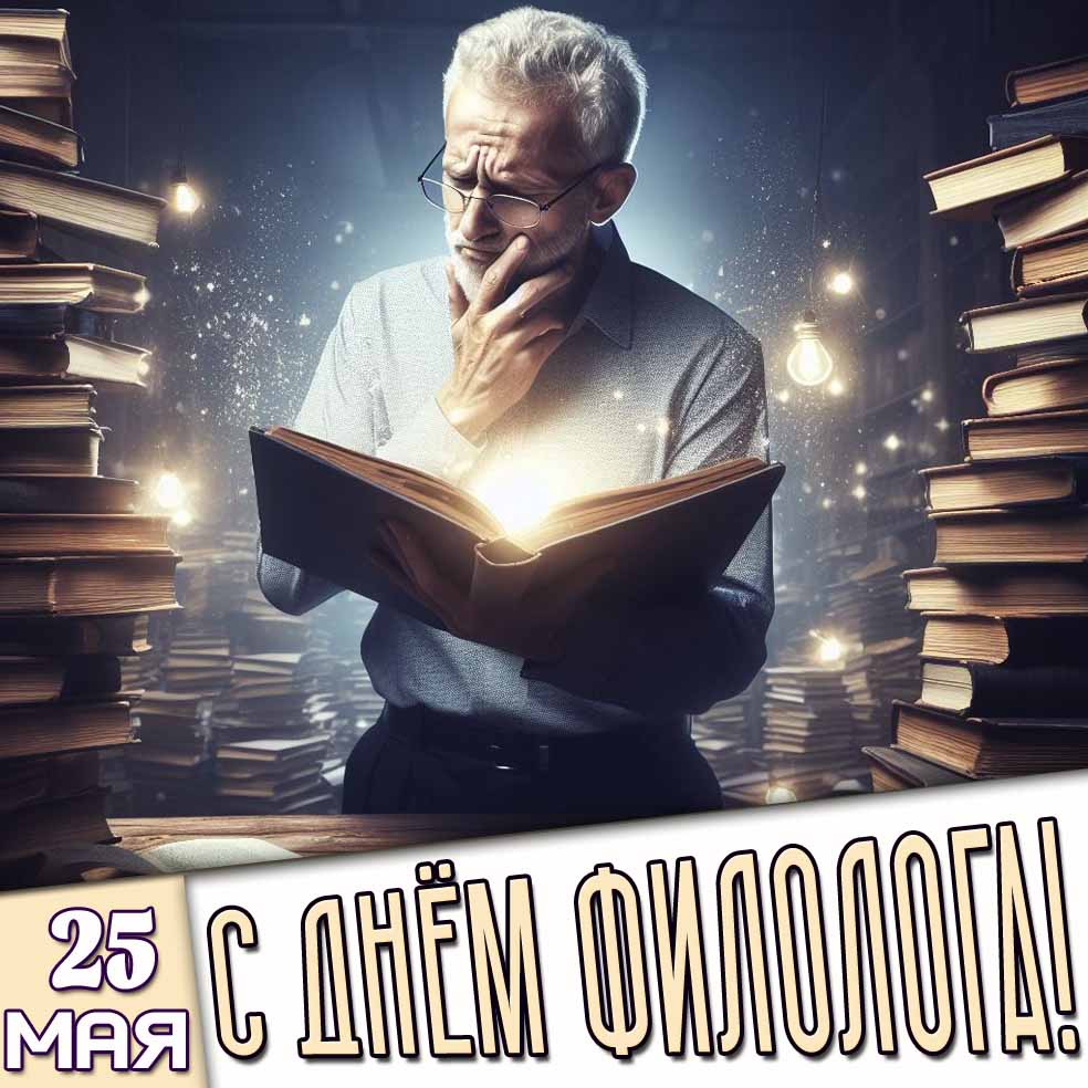 Открытка 25 мая - с днём филолога!