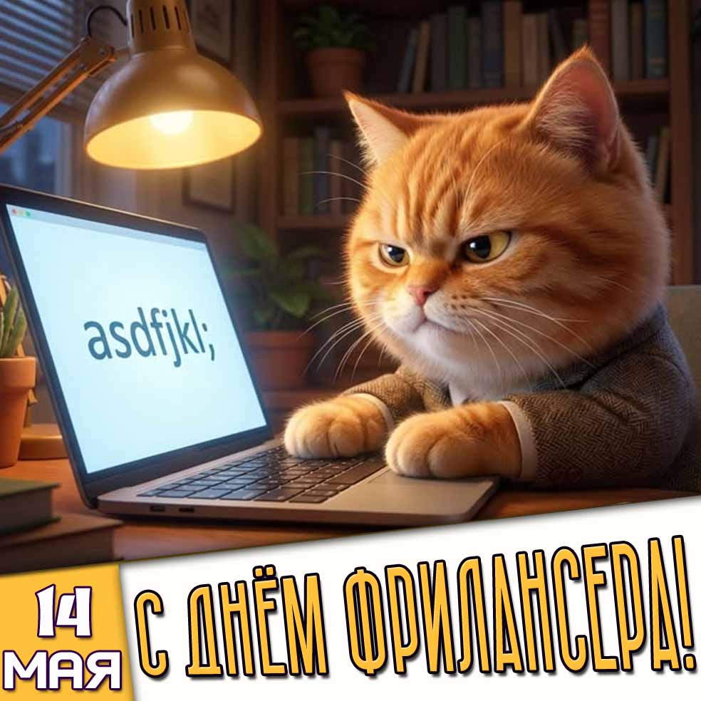 Прикольная открытка 14 мая - с днём фрилансера!