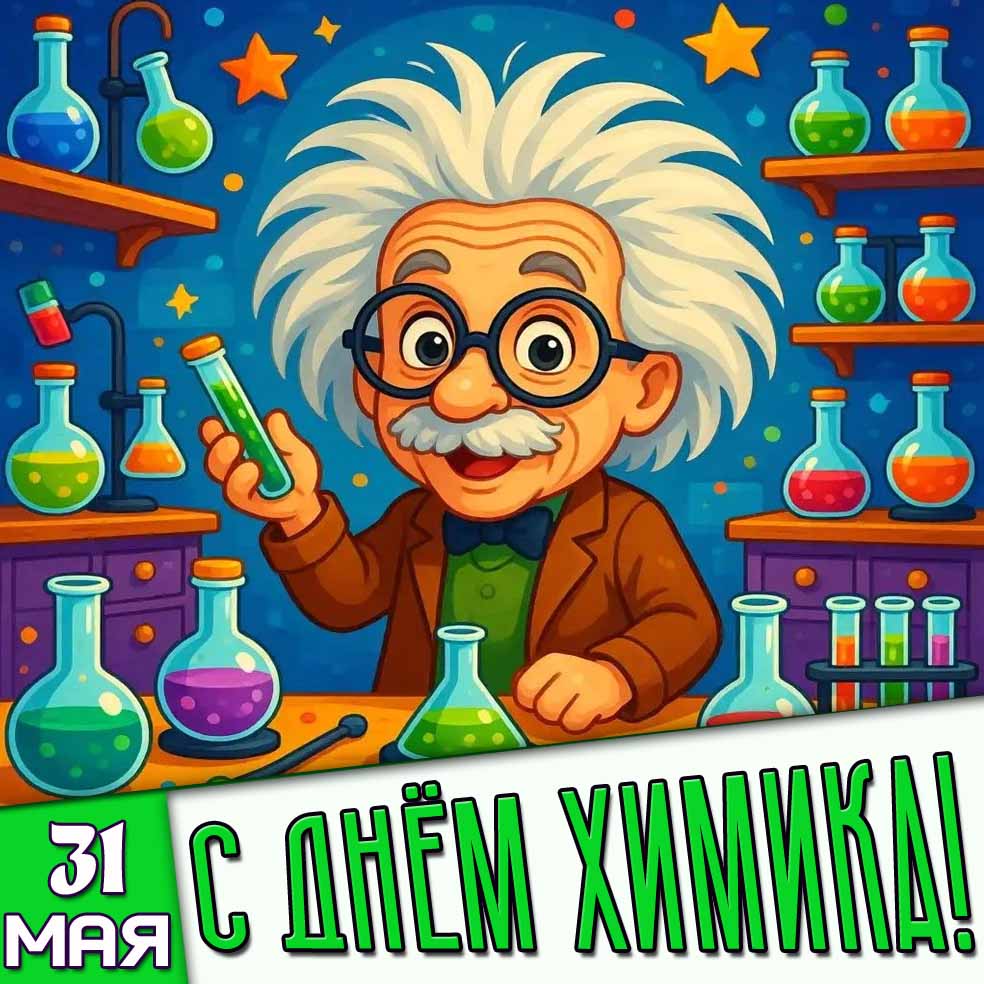 Открытка 31 мая - с днём химика!