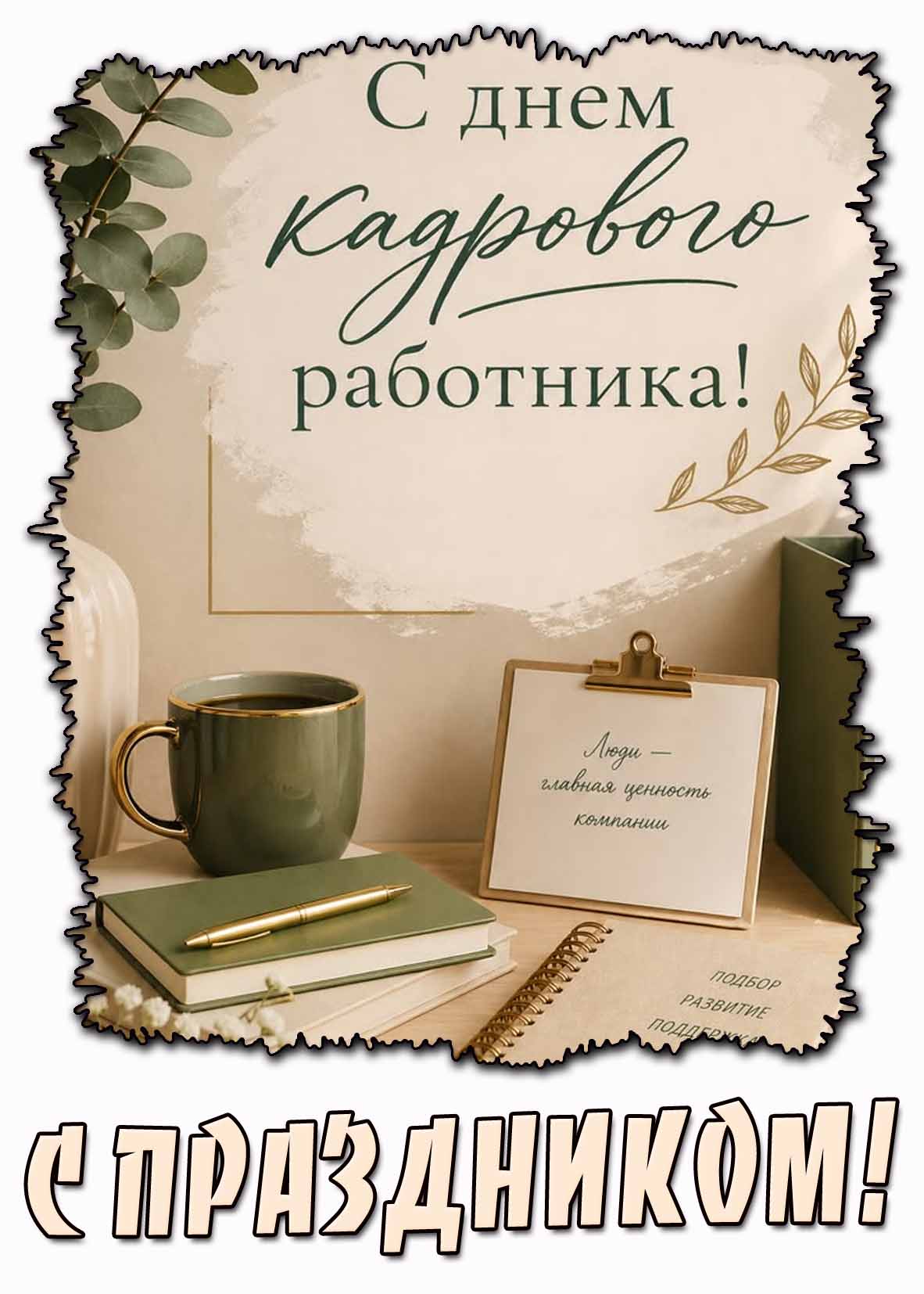 Открытка "С днём кадрового работника! С праздником!"