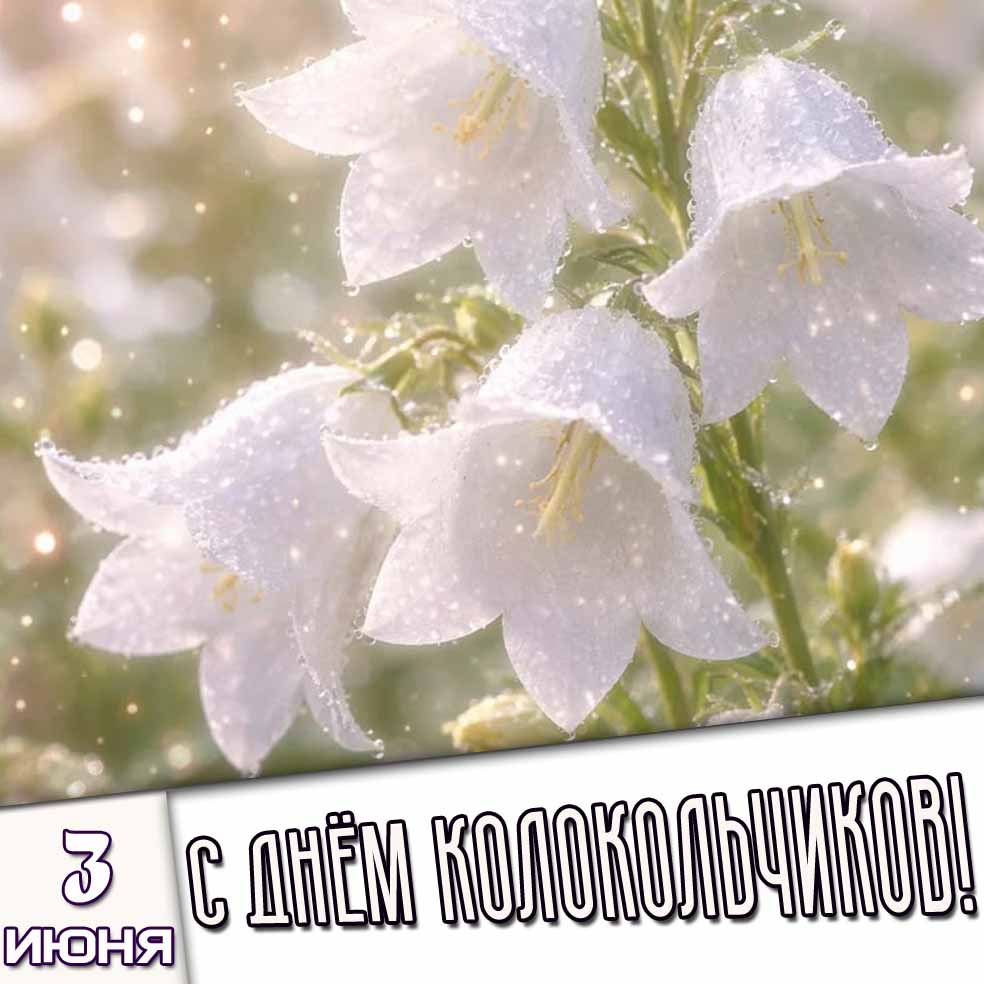 Открытка 3 июня - с днём колокольчиков!
