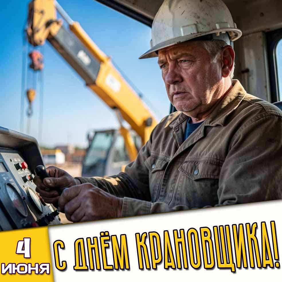 Открытка 4 июня - с днём крановщика!