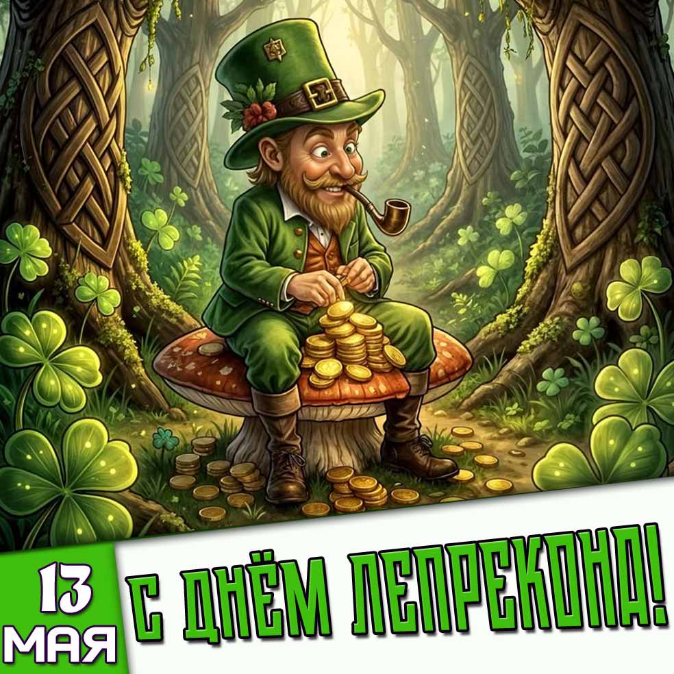Открытка 13 мая - с днём лепрекона!