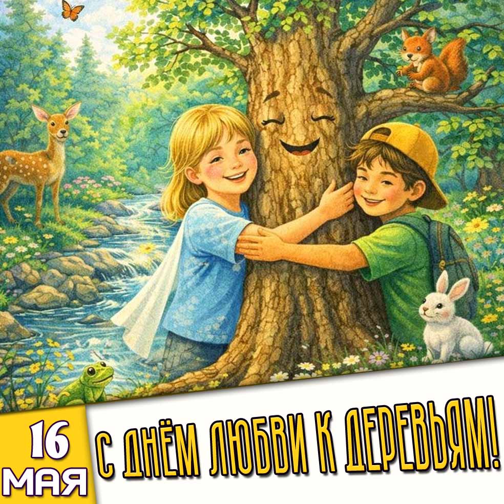 Открытка 16 мая - с днём любви к деревьям!