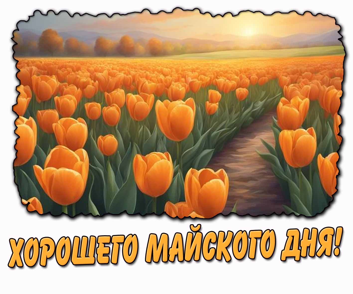 Хорошего майского дня! - открытка с тюльпанами