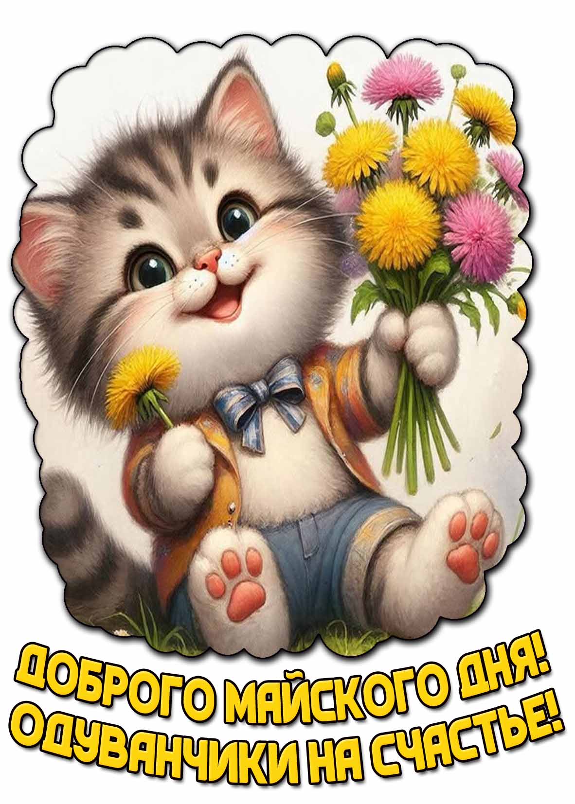 Открытка "Доброго майского дня! Одуванчики на счастье!