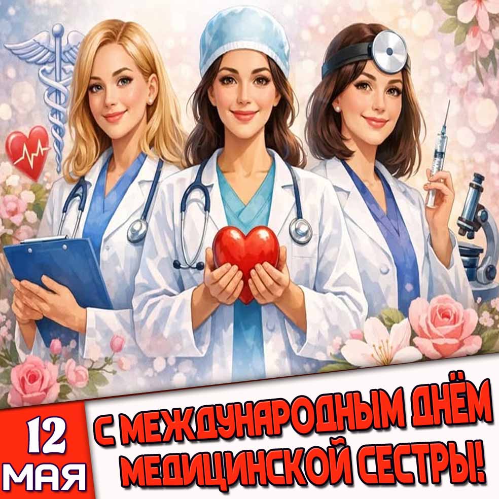 Открытка 12 мая - с Международным днём медицинской сестры!