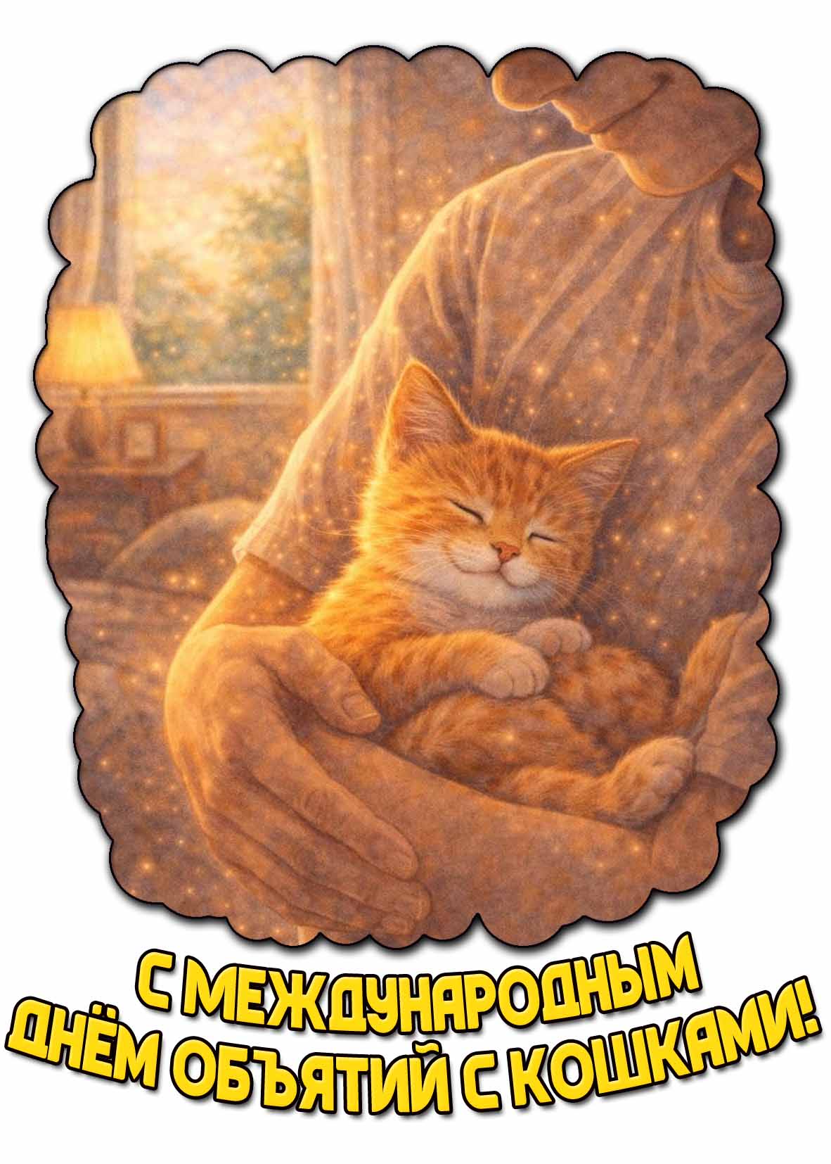 Картинка с Международным днём объятий с кошками