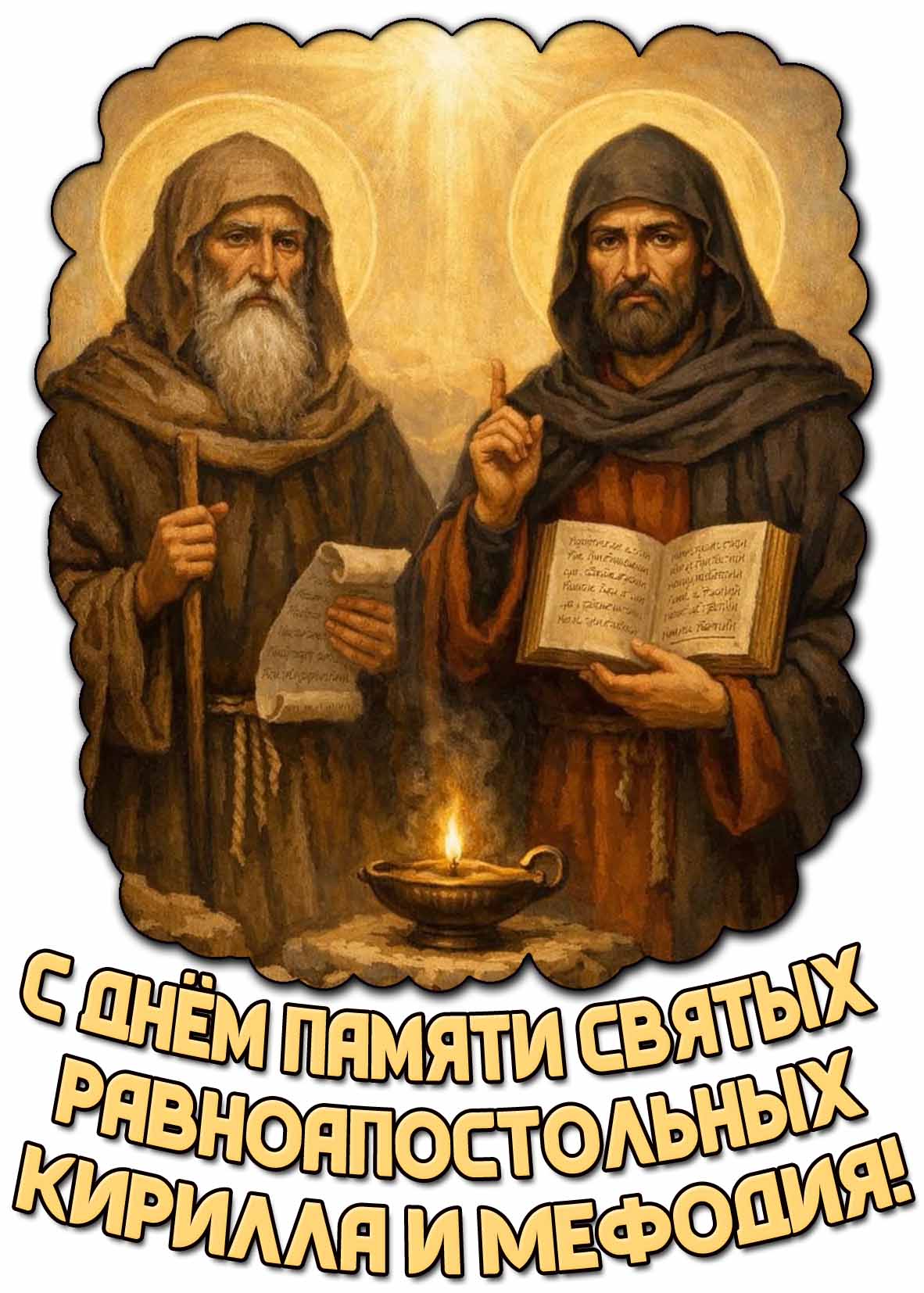 Открытка с днём памяти святых равноапостольных Кирилла и Мефодия