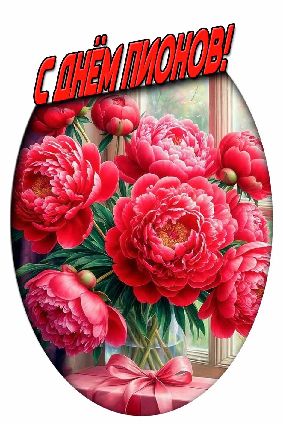 Открытка с днём пионов