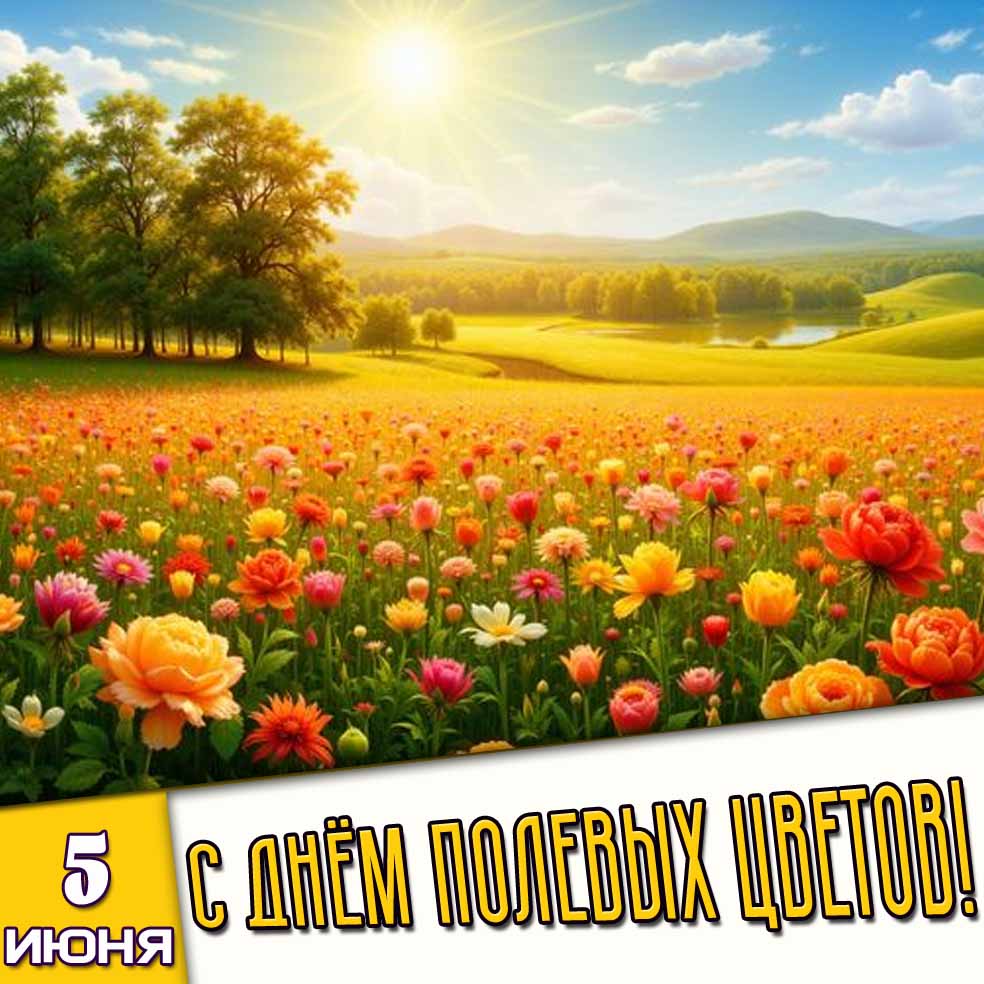Открытка 5 июня - с днём полевых цветов!
