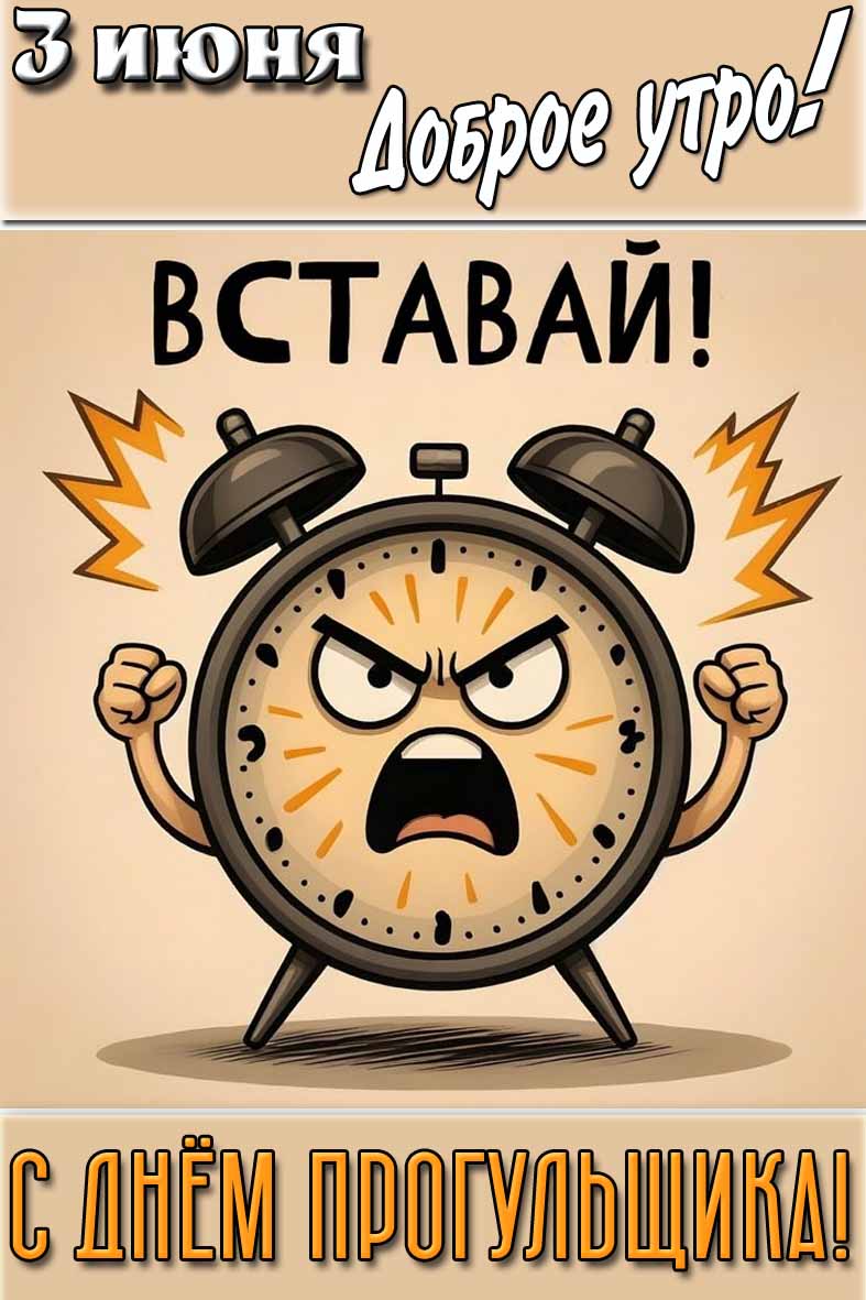 Картинка "3 июня доброе утро! Вставай! С днём прогульщика!"