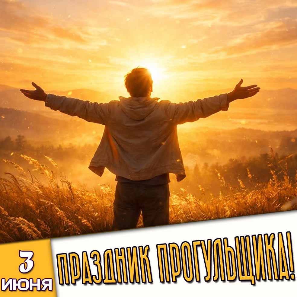 Открытка 3 июня - Праздник прогульщика!