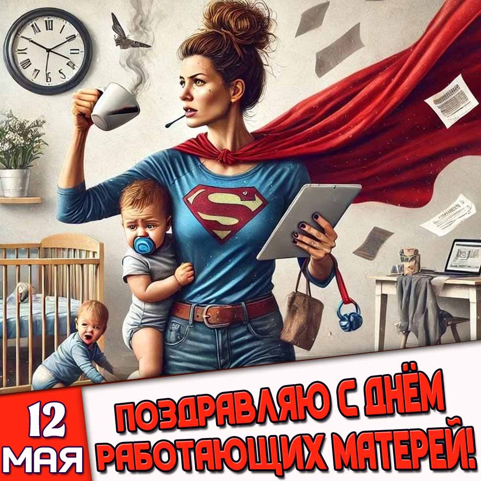 Картинка 12 мая - с днём работающих матерей!