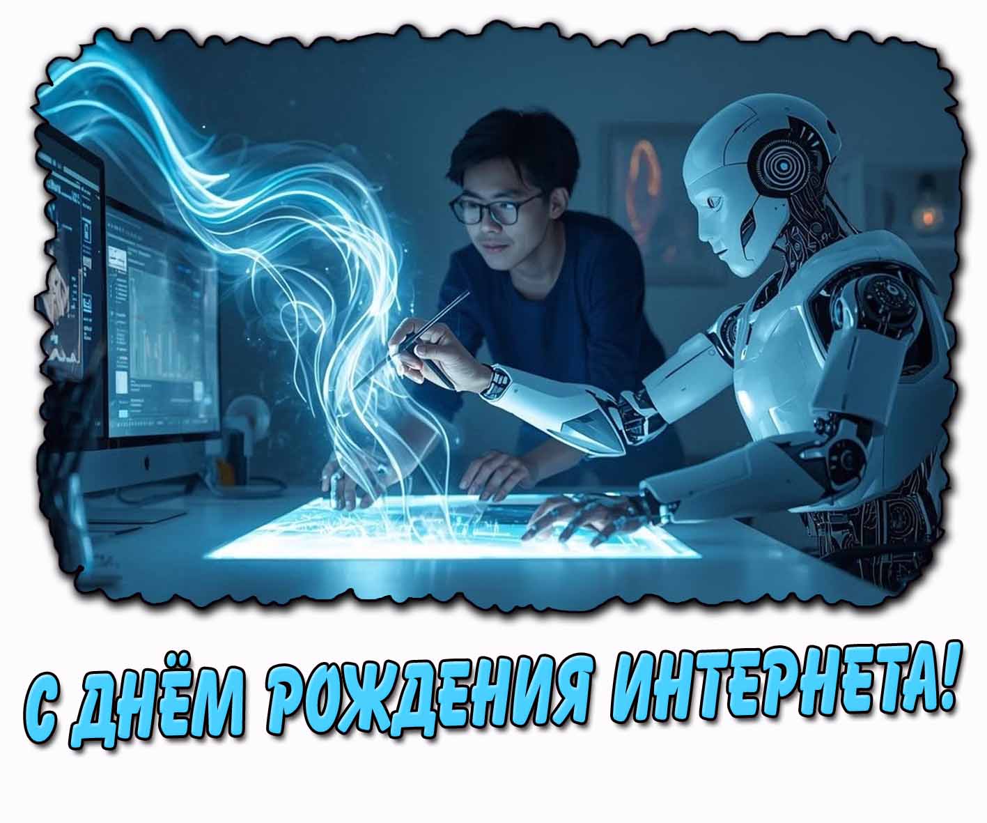 Креативная картинка с днём рождения Интернета