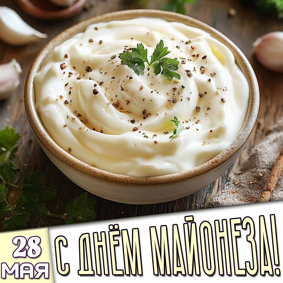 Открытка 28 мая - с днём майонеза!