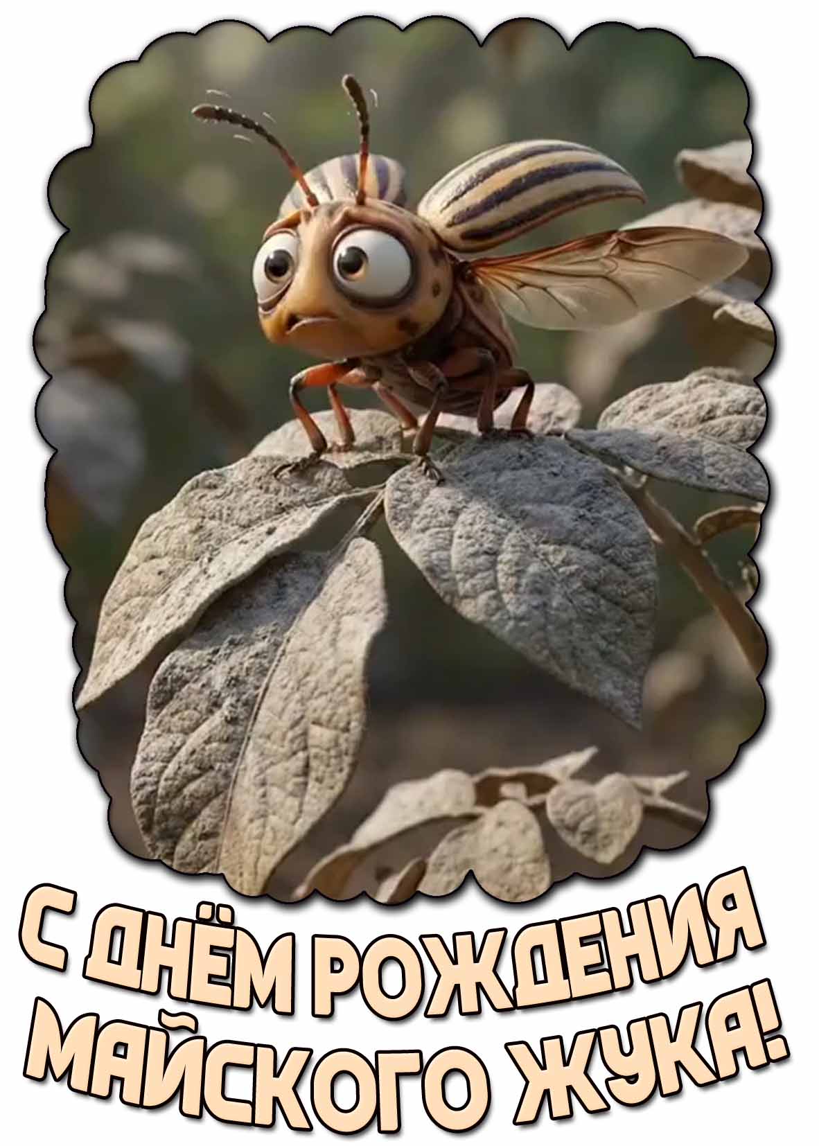С днём рождения майского жука! - мультяшная открытка