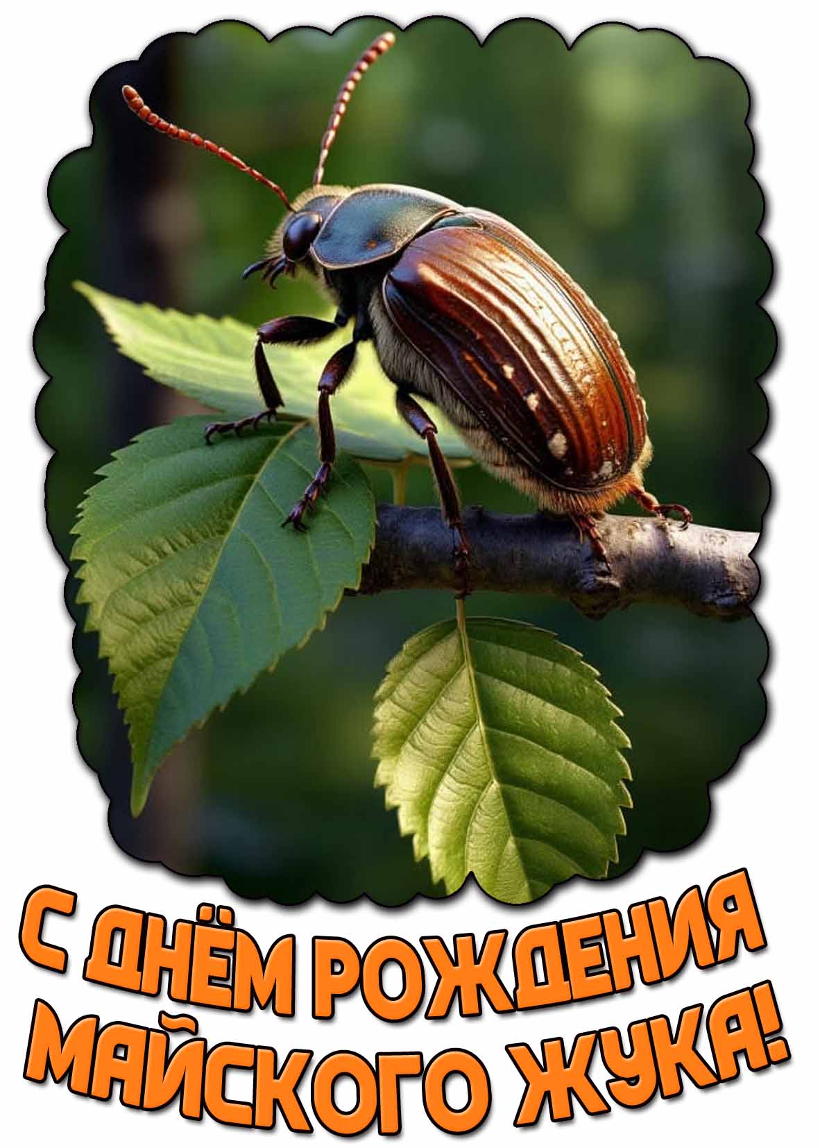 Открытка с днём рождения майского жука