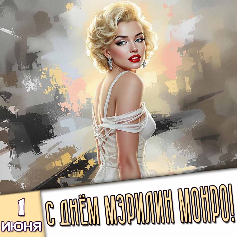 Открытка 1 июня - с днём Мэрилин Монро!