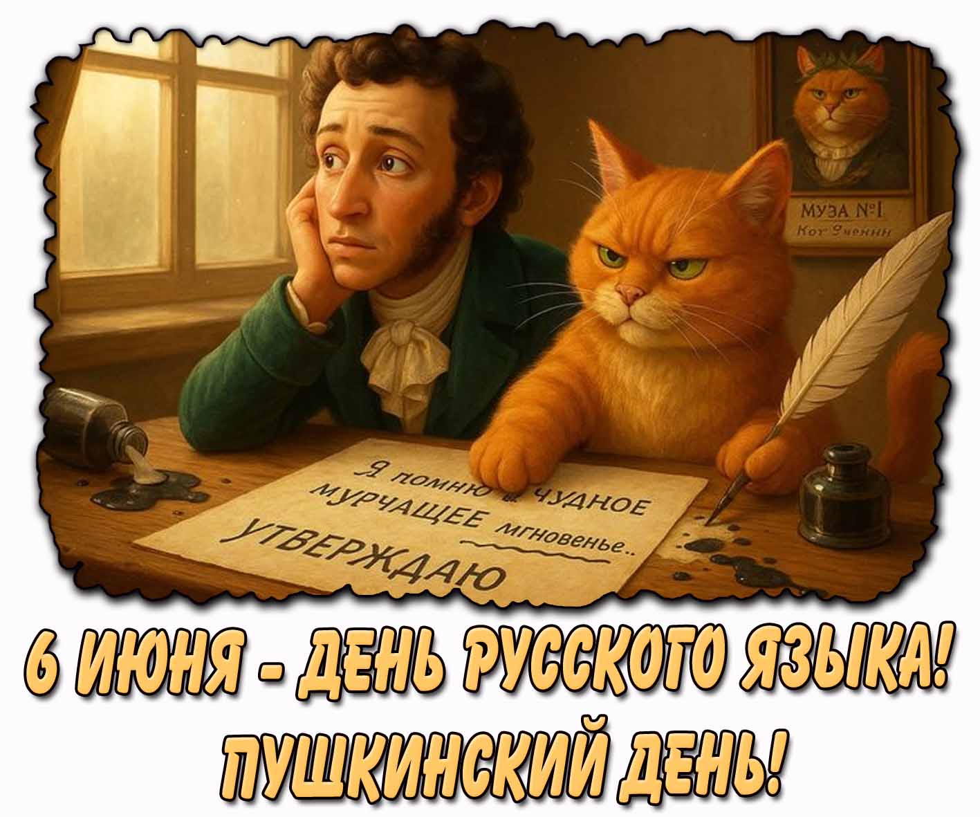 Прикольная картинка 6 июня - День русского языка! Пушкинский день!